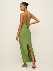Reformation Malibu Linen Dress - Avocado