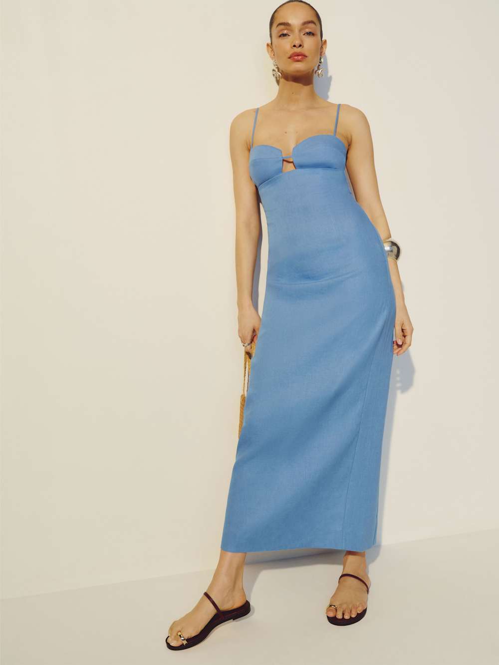 Reformation Malibu Linen Dress - Stellar