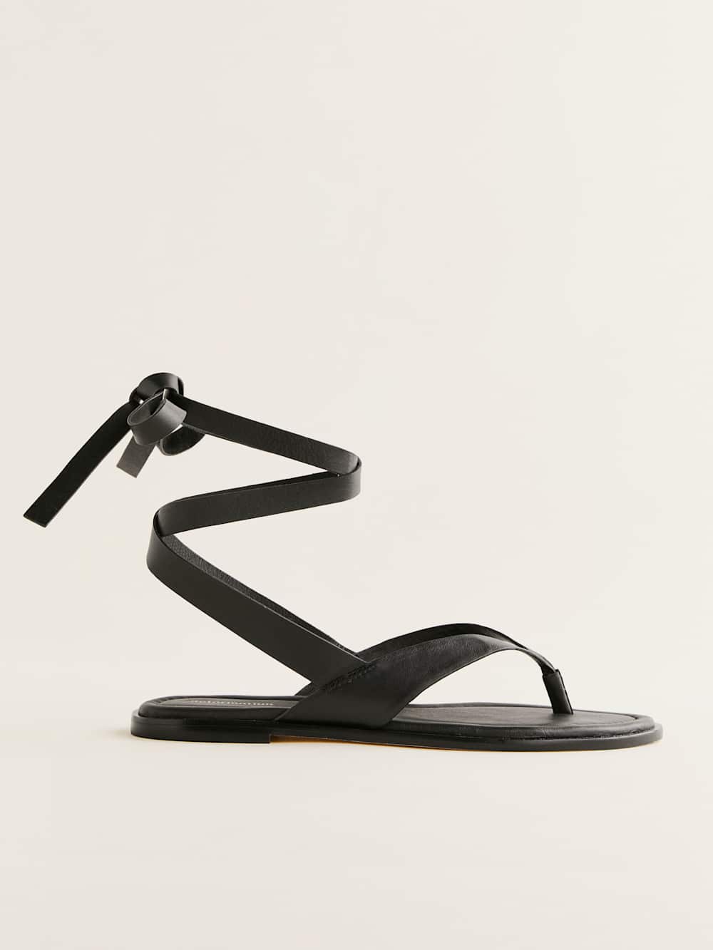 Reformation Justine Lace Up Thong Sandal - Black Leather