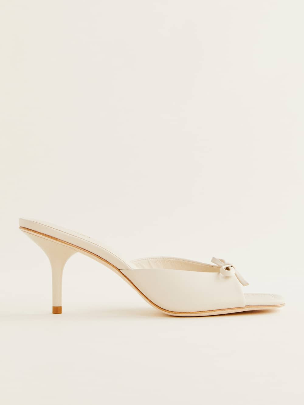 Reformation Clementine Heeled Mule Sandal - Almond Leather