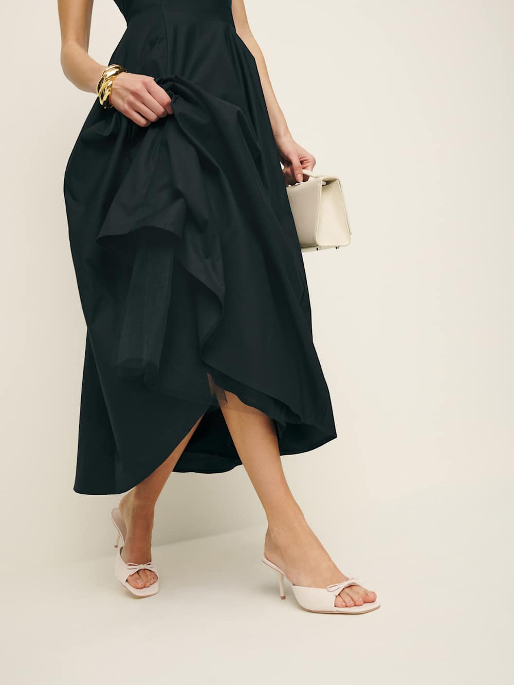 Reformation Clementine Heeled Mule Sandal - Almond Leather