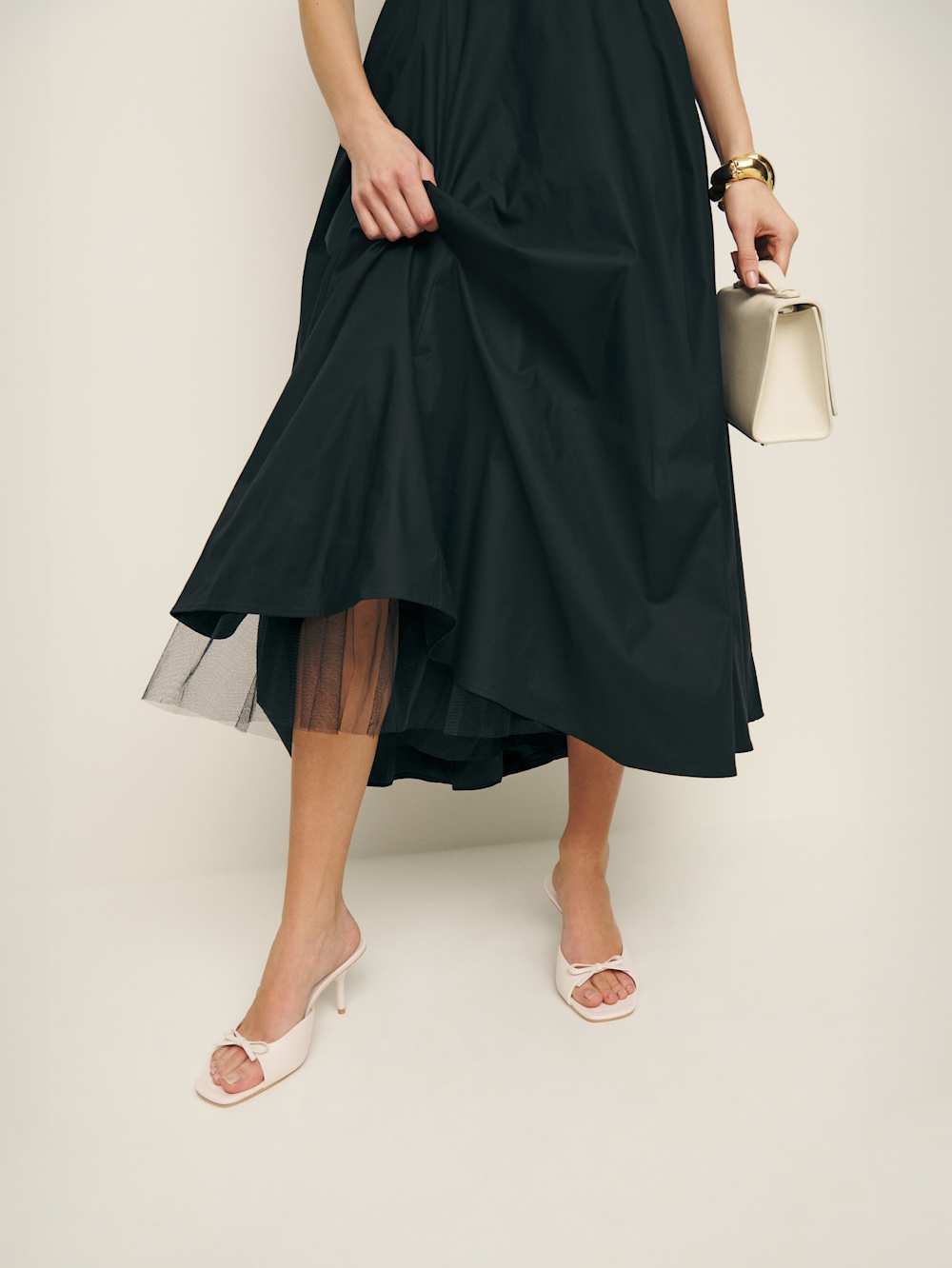Reformation Clementine Heeled Mule Sandal - Almond Leather