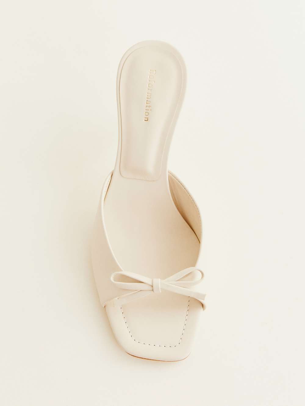 Reformation Clementine Heeled Mule Sandal - Almond Leather