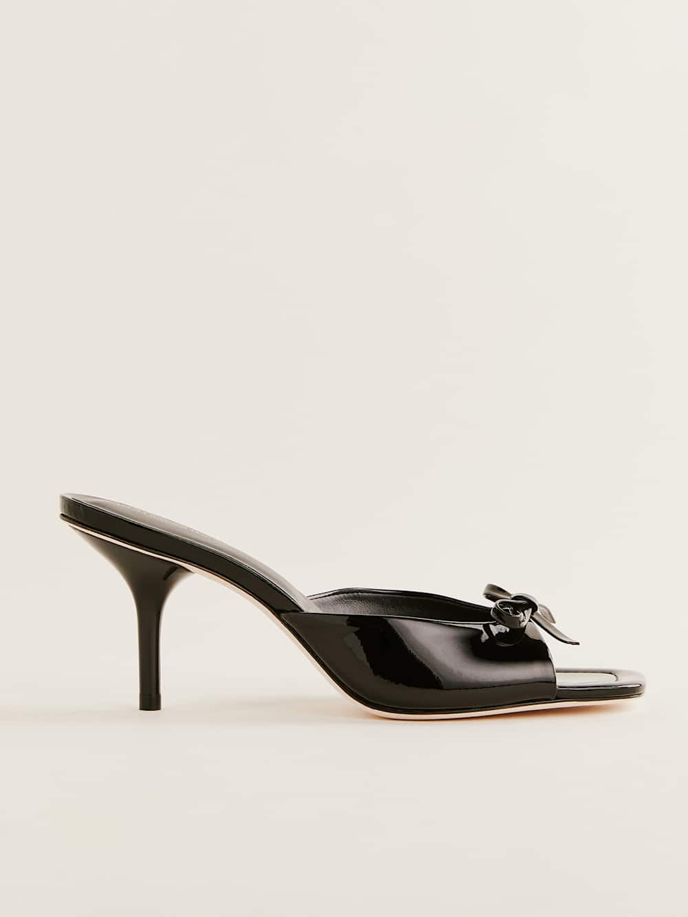 Reformation Clementine Heeled Mule Sandal - Black Patent
