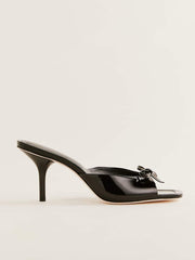 Reformation Clementine Heeled Mule Sandal - Black Patent