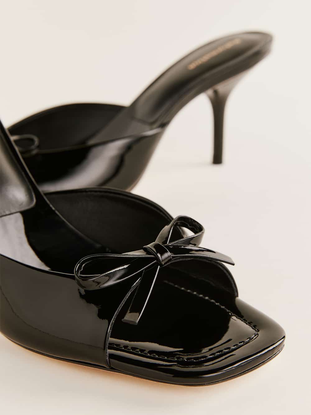 Reformation Clementine Heeled Mule Sandal - Black Patent
