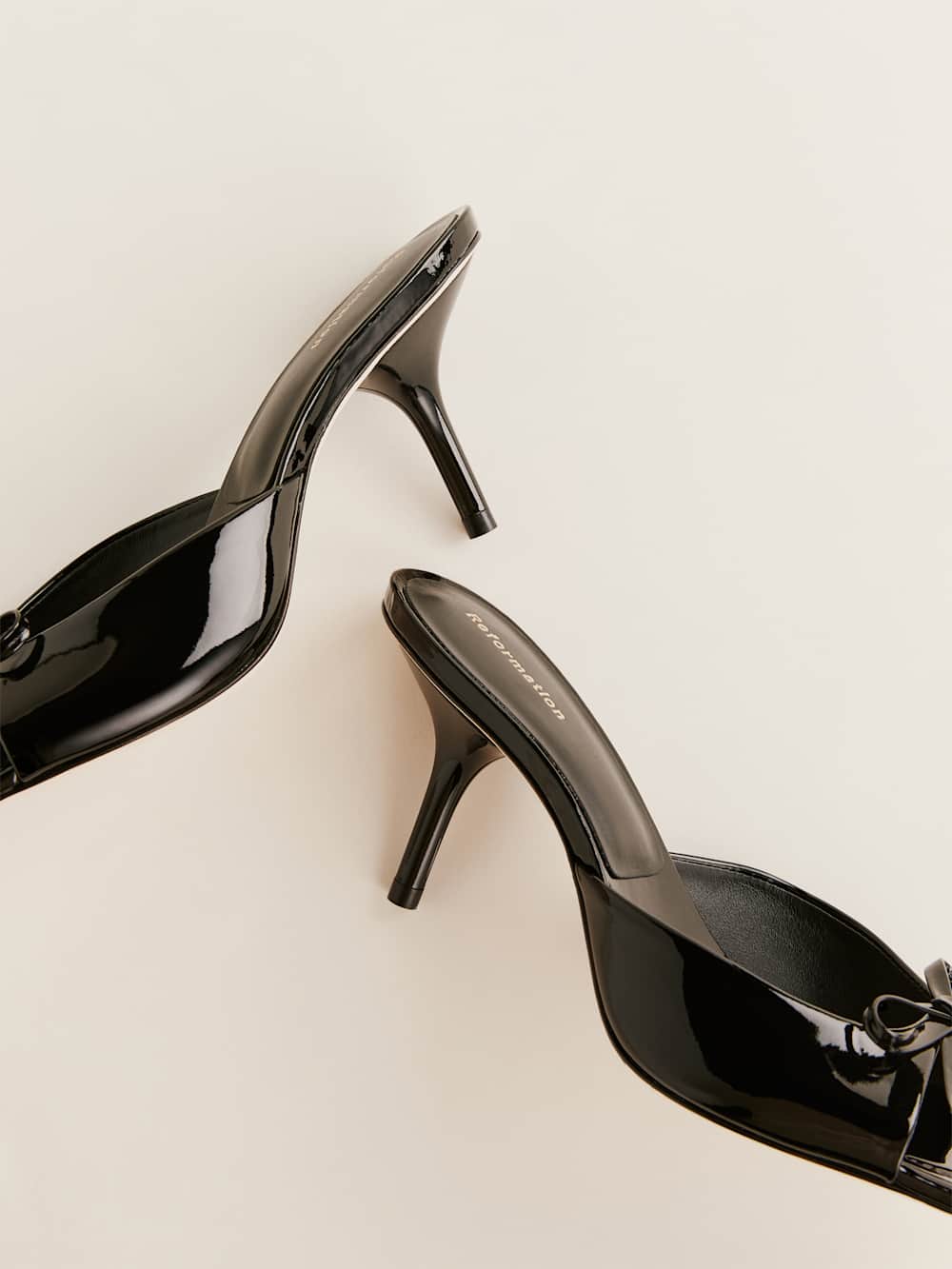 Reformation Clementine Heeled Mule Sandal - Black Patent
