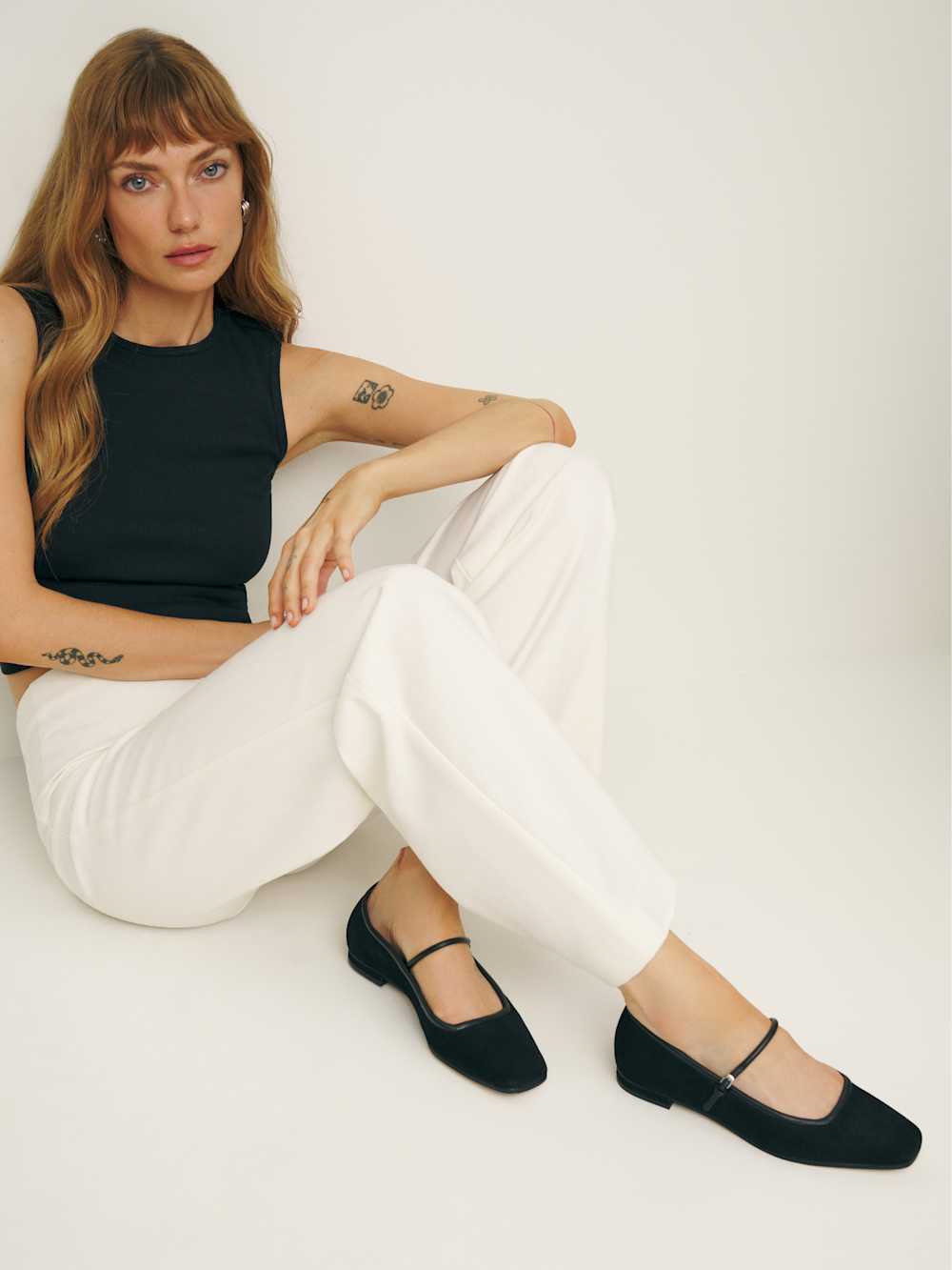 Reformation Charlie Ballet Flat - Black Suede