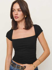 Reformation Bardot Knit Top - Black