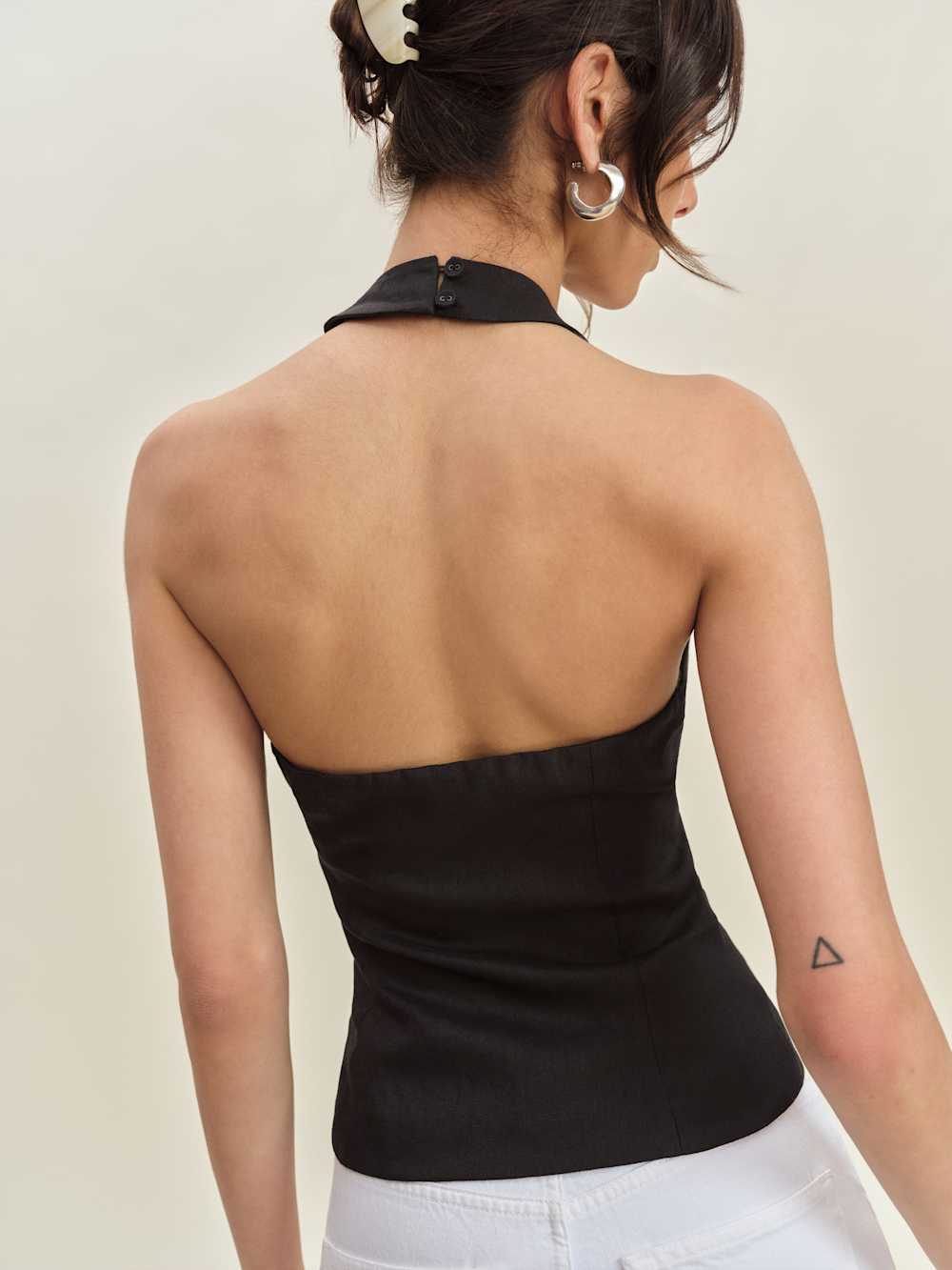 Reformation Tate Linen Top - Black