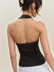 Reformation Tate Linen Top - Black