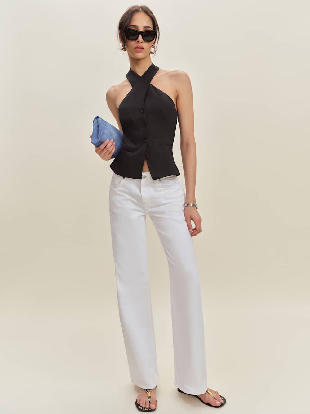 Reformation Tate Linen Top - Black