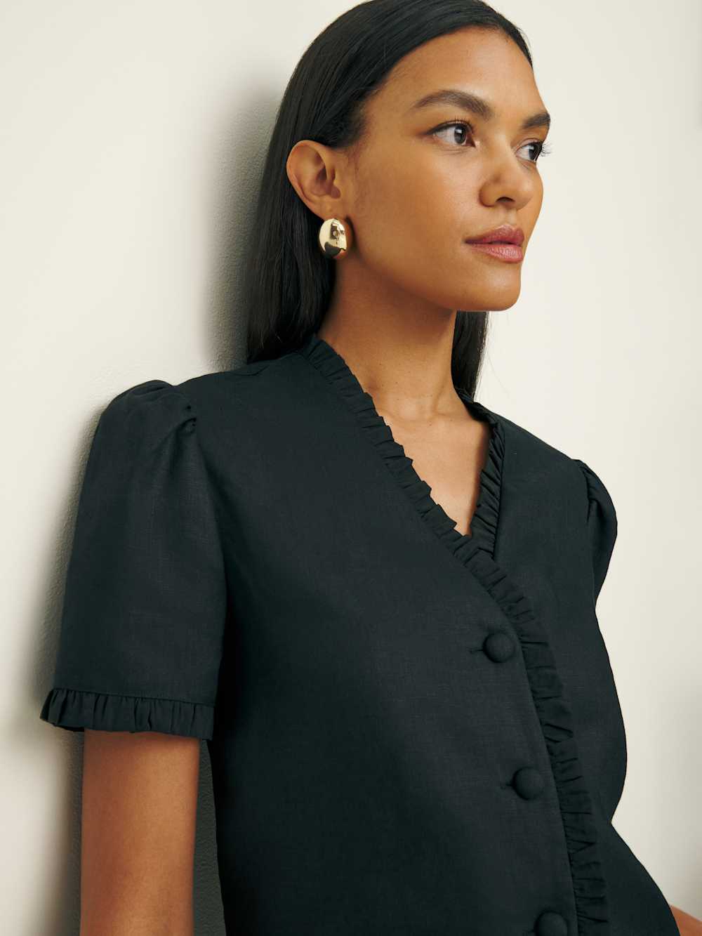Reformation Bess Linen Top - Black