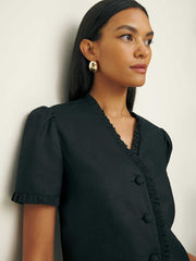 Reformation Bess Linen Top - Black