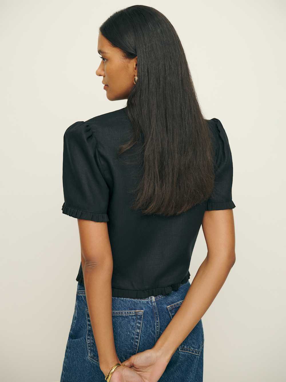 Reformation Bess Linen Top - Black