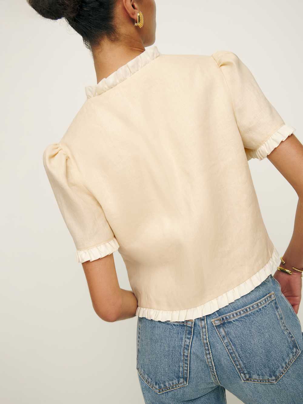 Reformation Bess Linen Top - Sugar