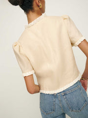 Reformation Bess Linen Top - Sugar