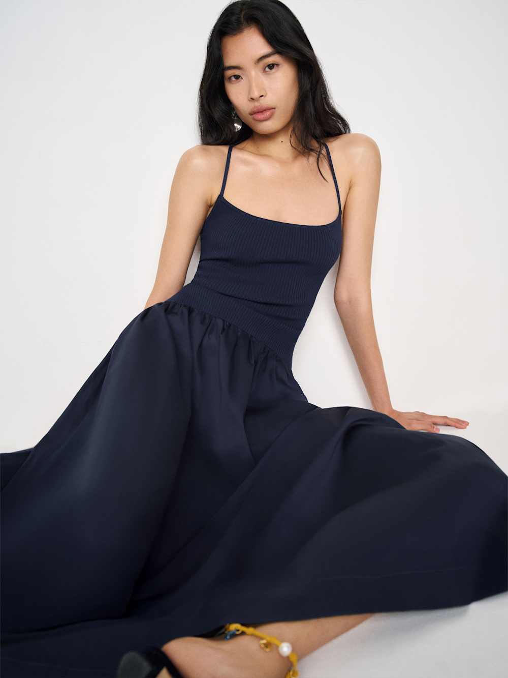 Reformation Ginny Cotton Sweater Dress - Navy