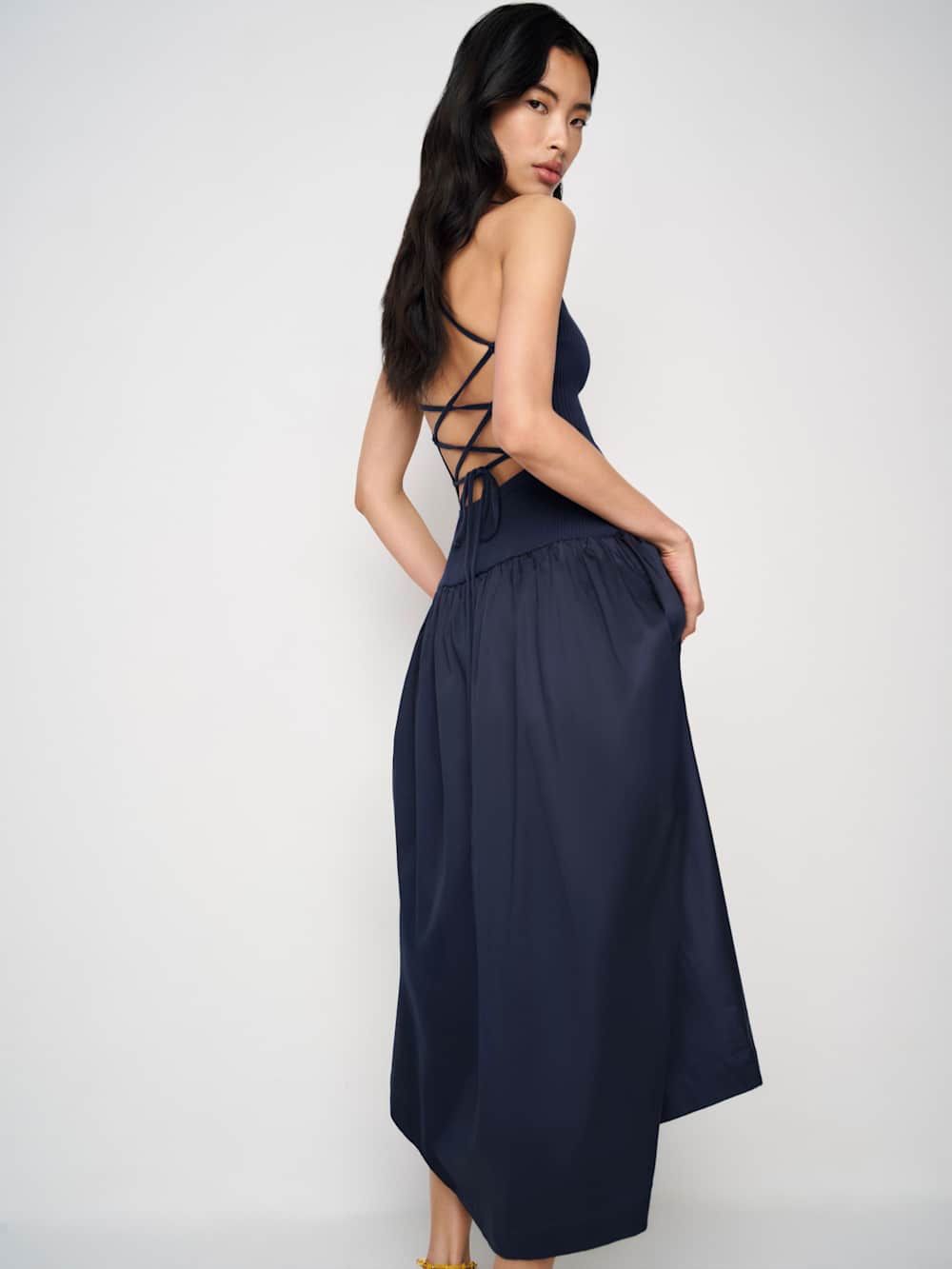 Reformation Ginny Cotton Sweater Dress - Navy