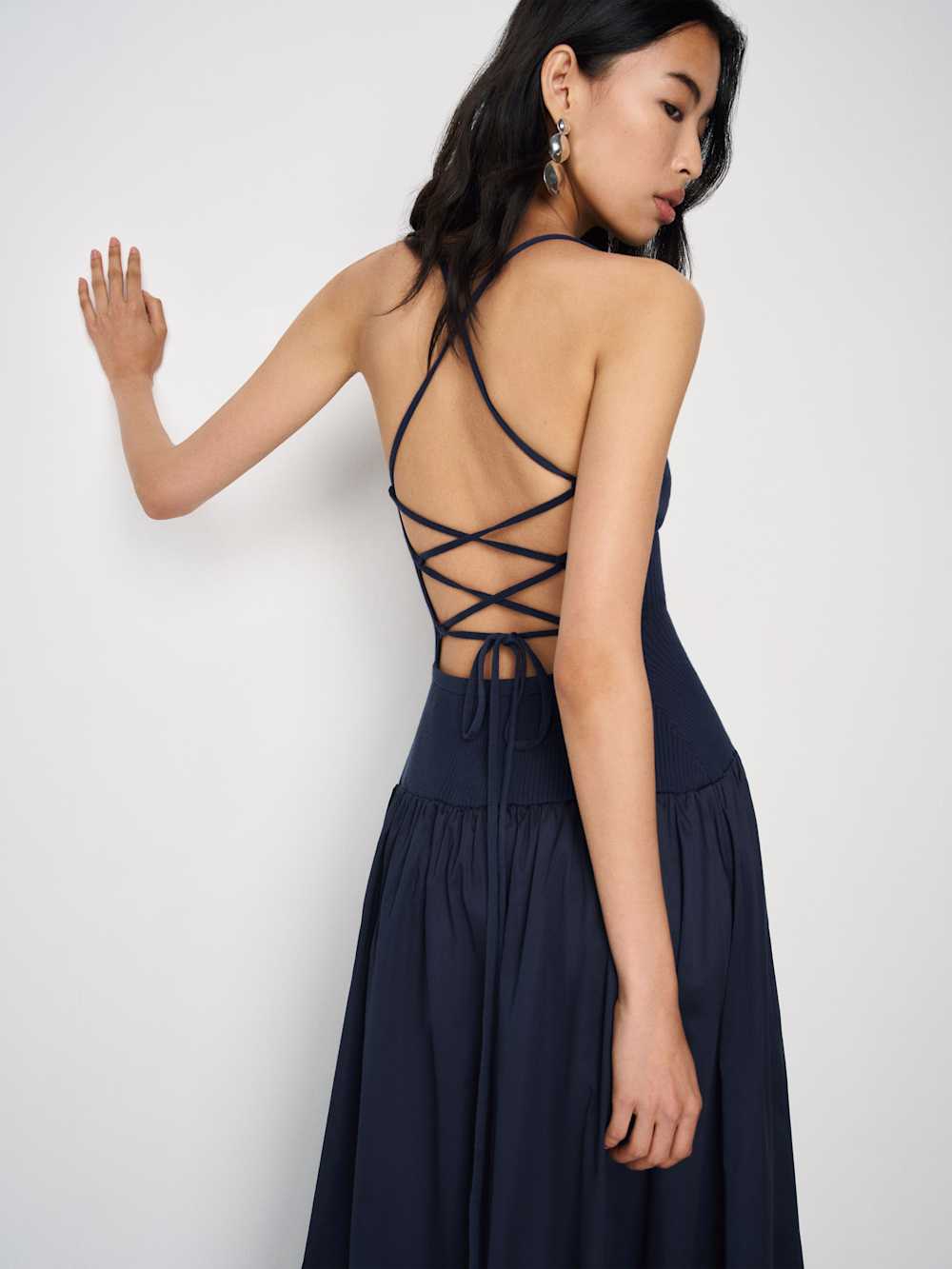 Reformation Ginny Cotton Sweater Dress - Navy