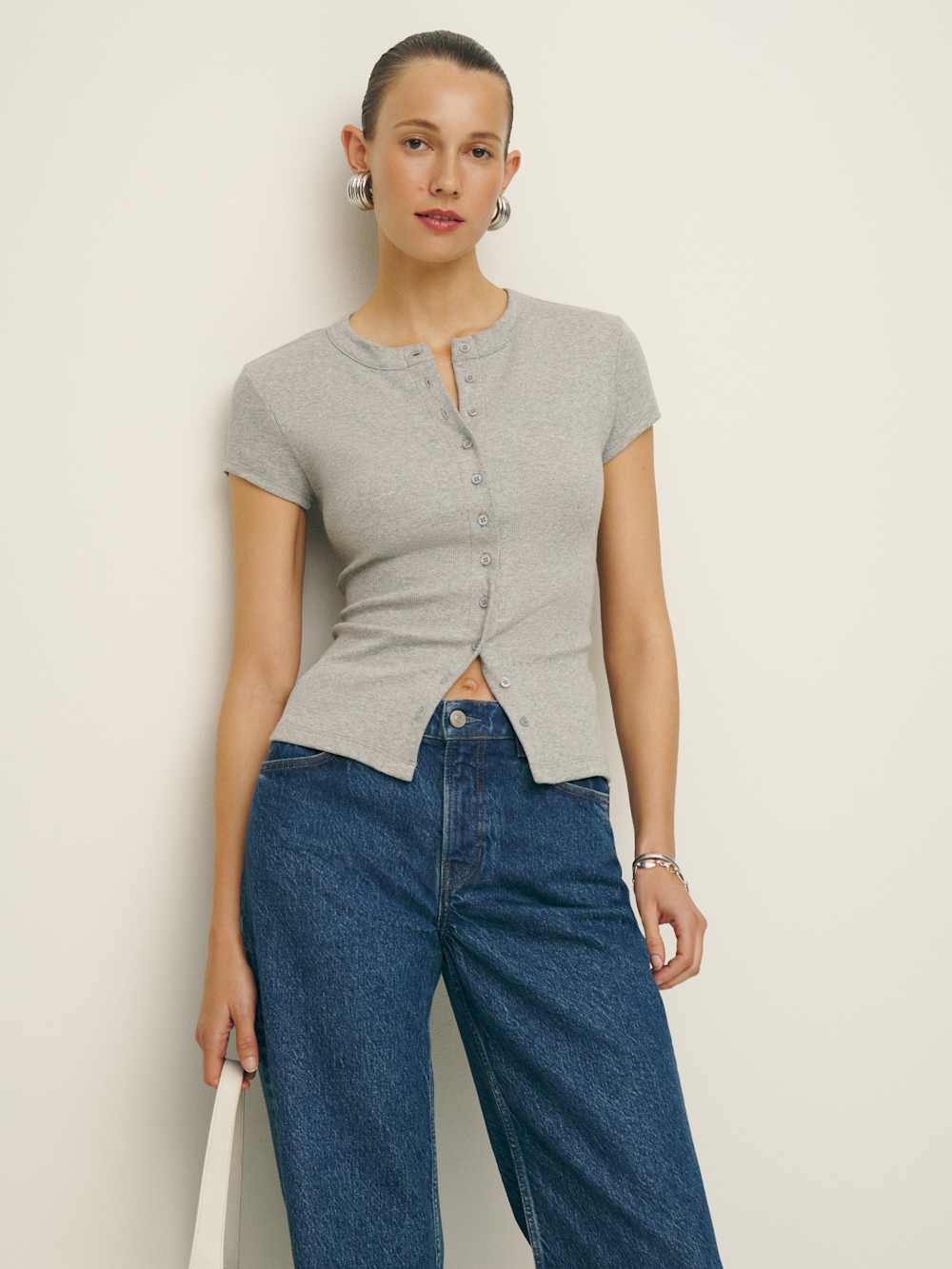Reformation Raelynn Knit Top - Heather Grey