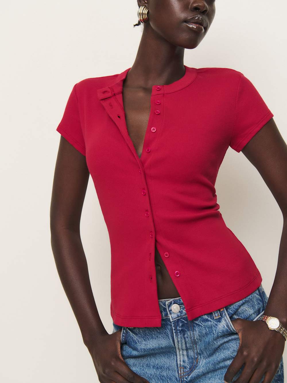 Reformation Raelynn Knit Top - Lipstick