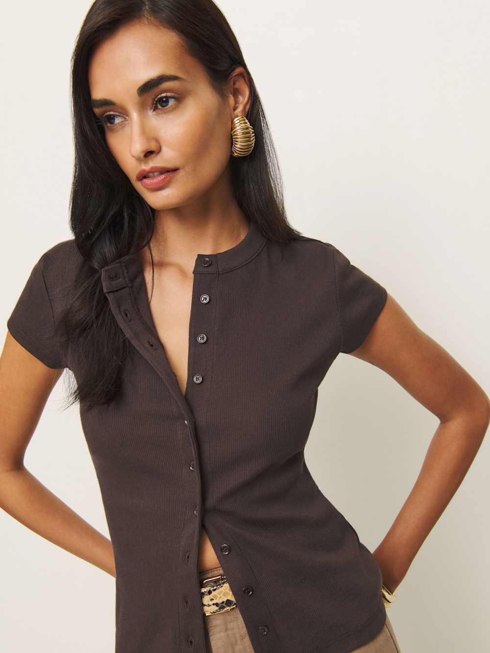 Reformation Raelynn Knit Top - Mole