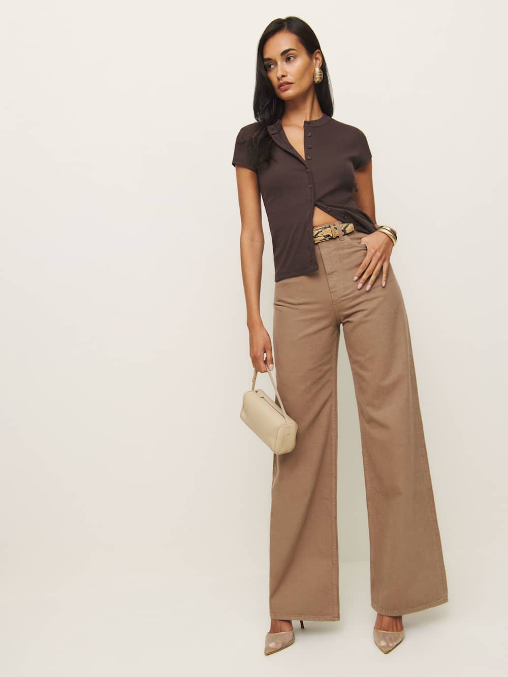 Reformation Raelynn Knit Top - Mole
