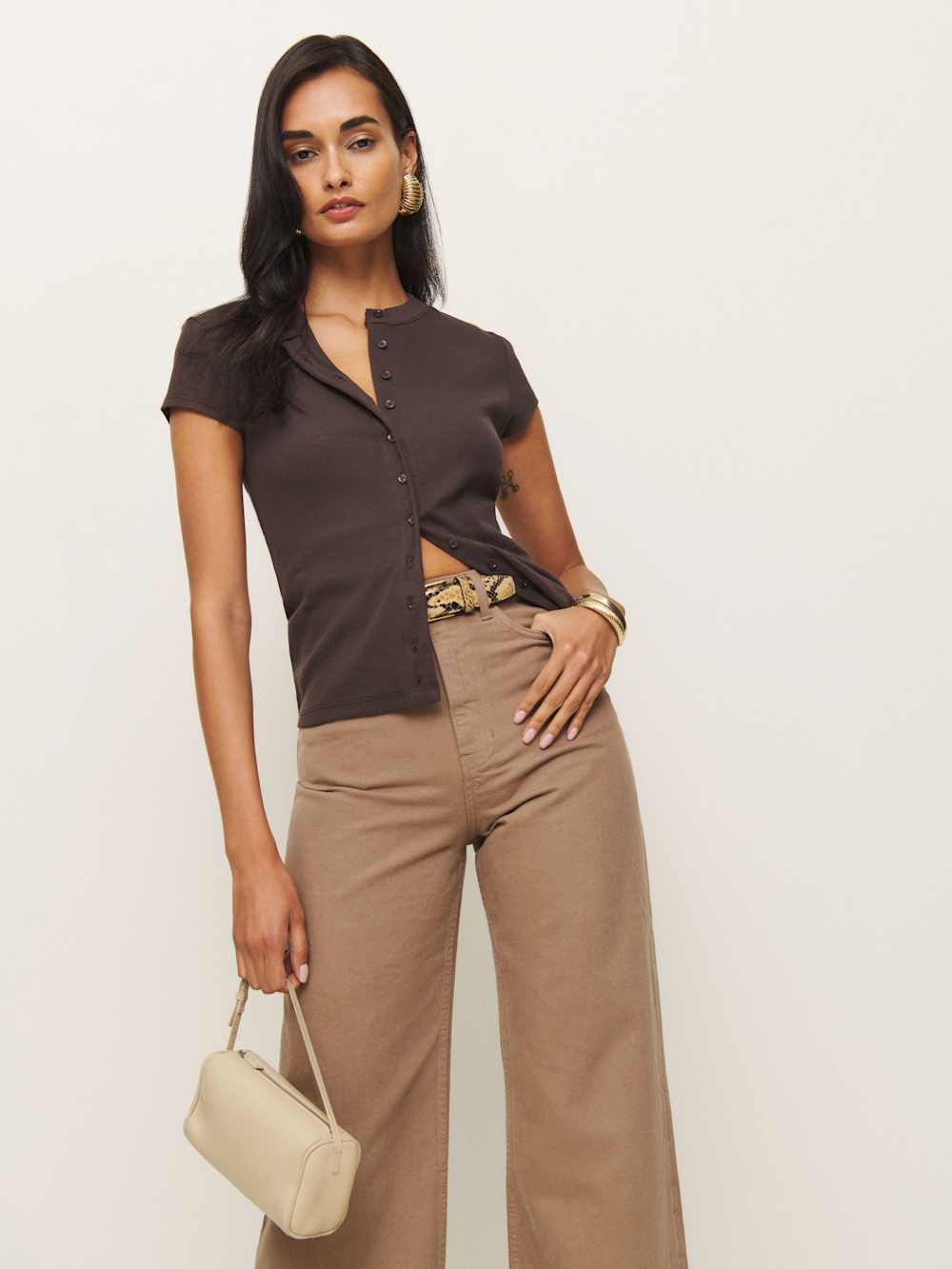 Reformation Raelynn Knit Top - Mole