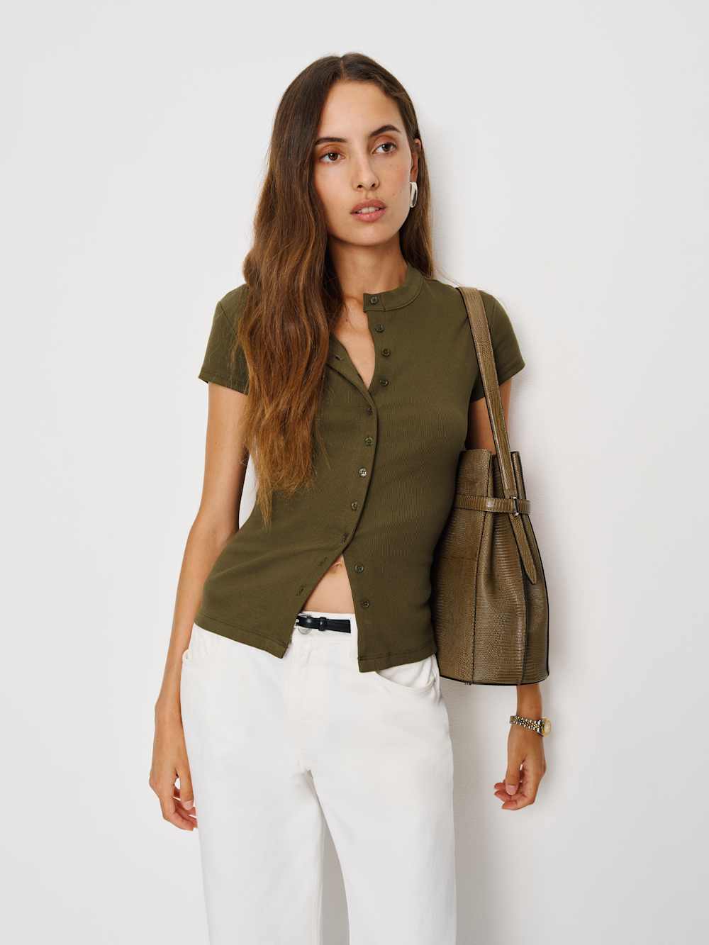 Reformation Raelynn Knit Top - Dark Olive