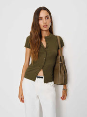 Reformation Raelynn Knit Top - Dark Olive