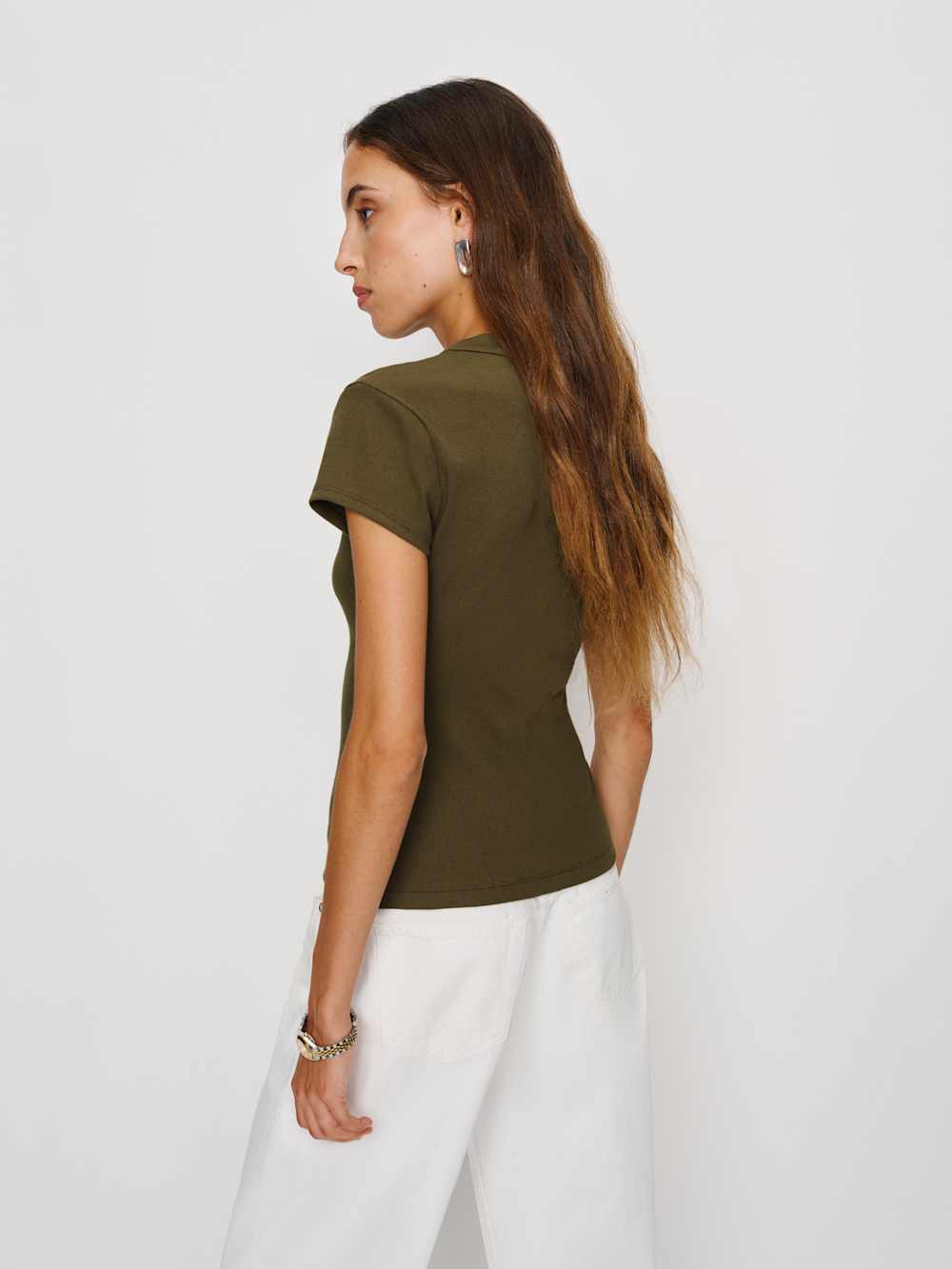 Reformation Raelynn Knit Top - Dark Olive