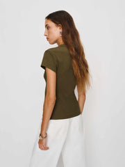 Reformation Raelynn Knit Top - Dark Olive