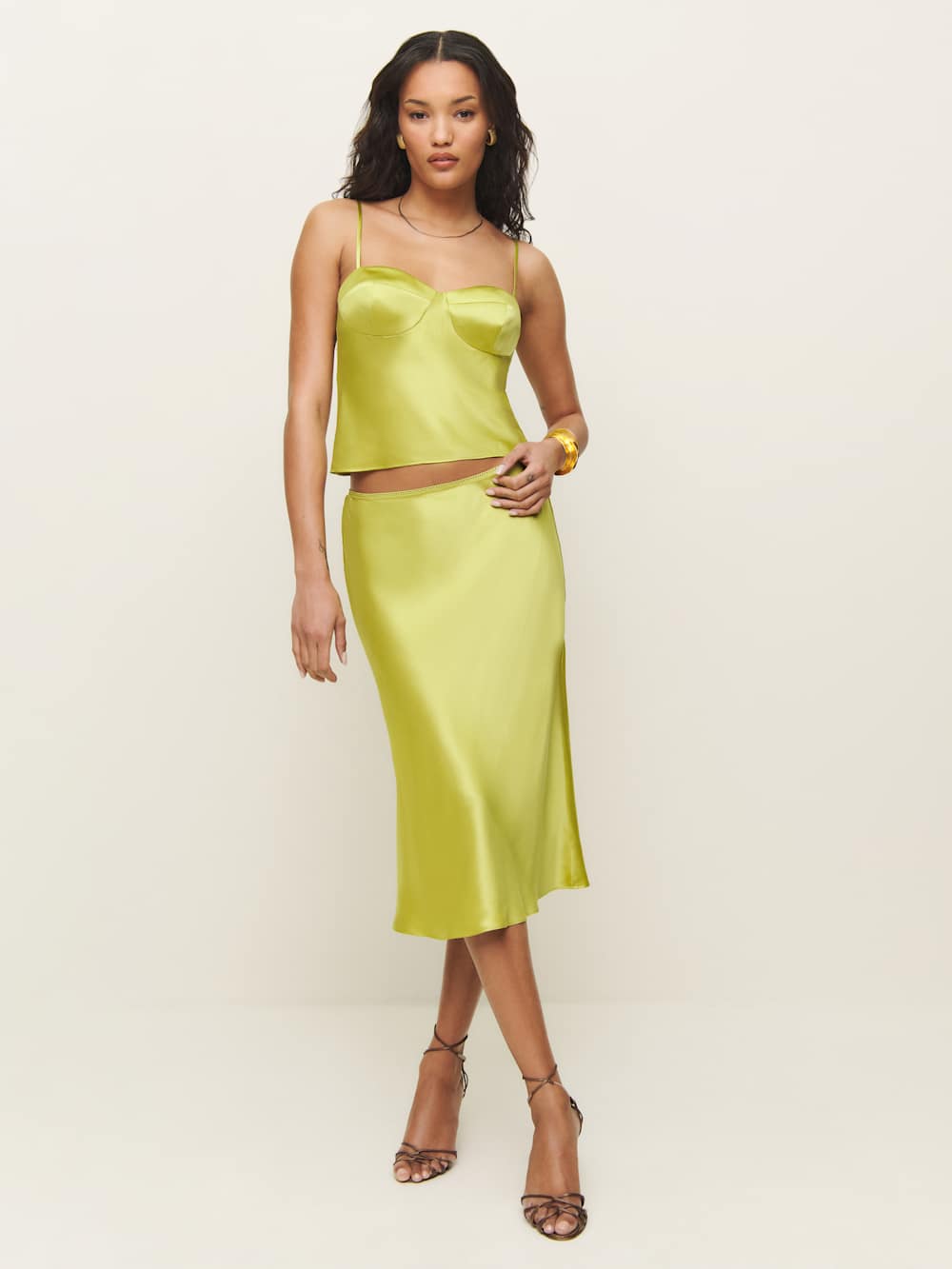 Reformation Sia Silk Two Piece - Algae Bloom