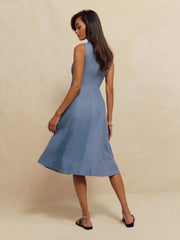 Reformation Sebastien Linen Dress - Cornflower