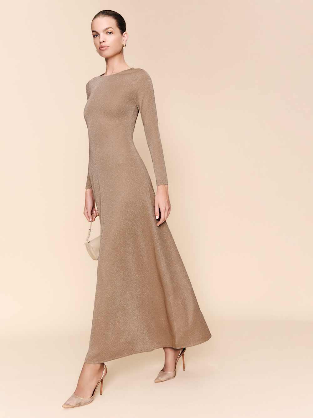Reformation Kori Knit Dress - Beige Sparkle