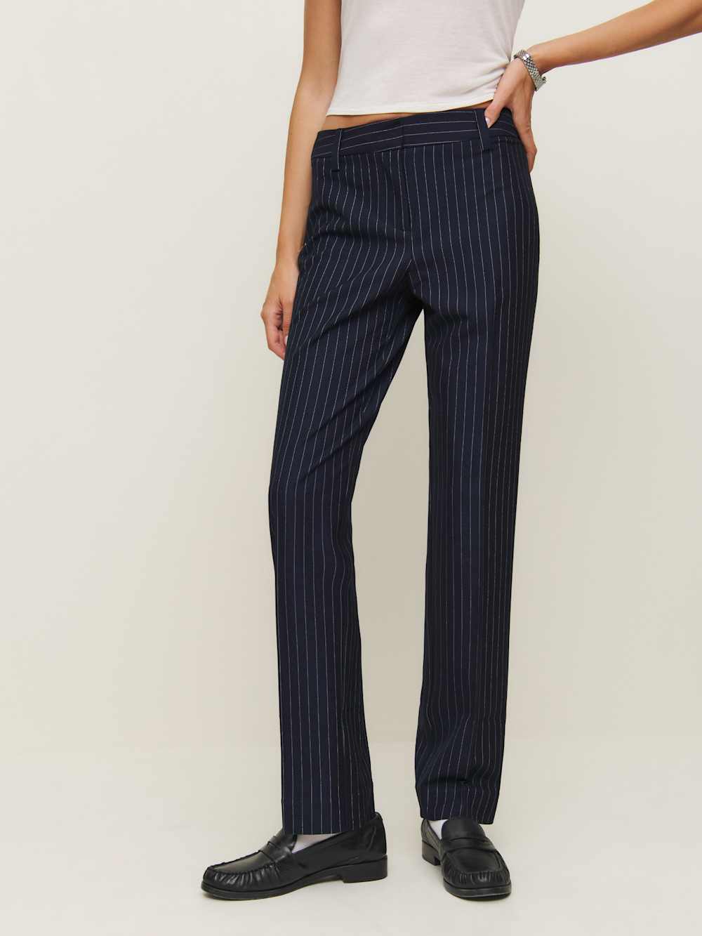 Reformation Kelly Low Rise Pant - Midnight Stripe