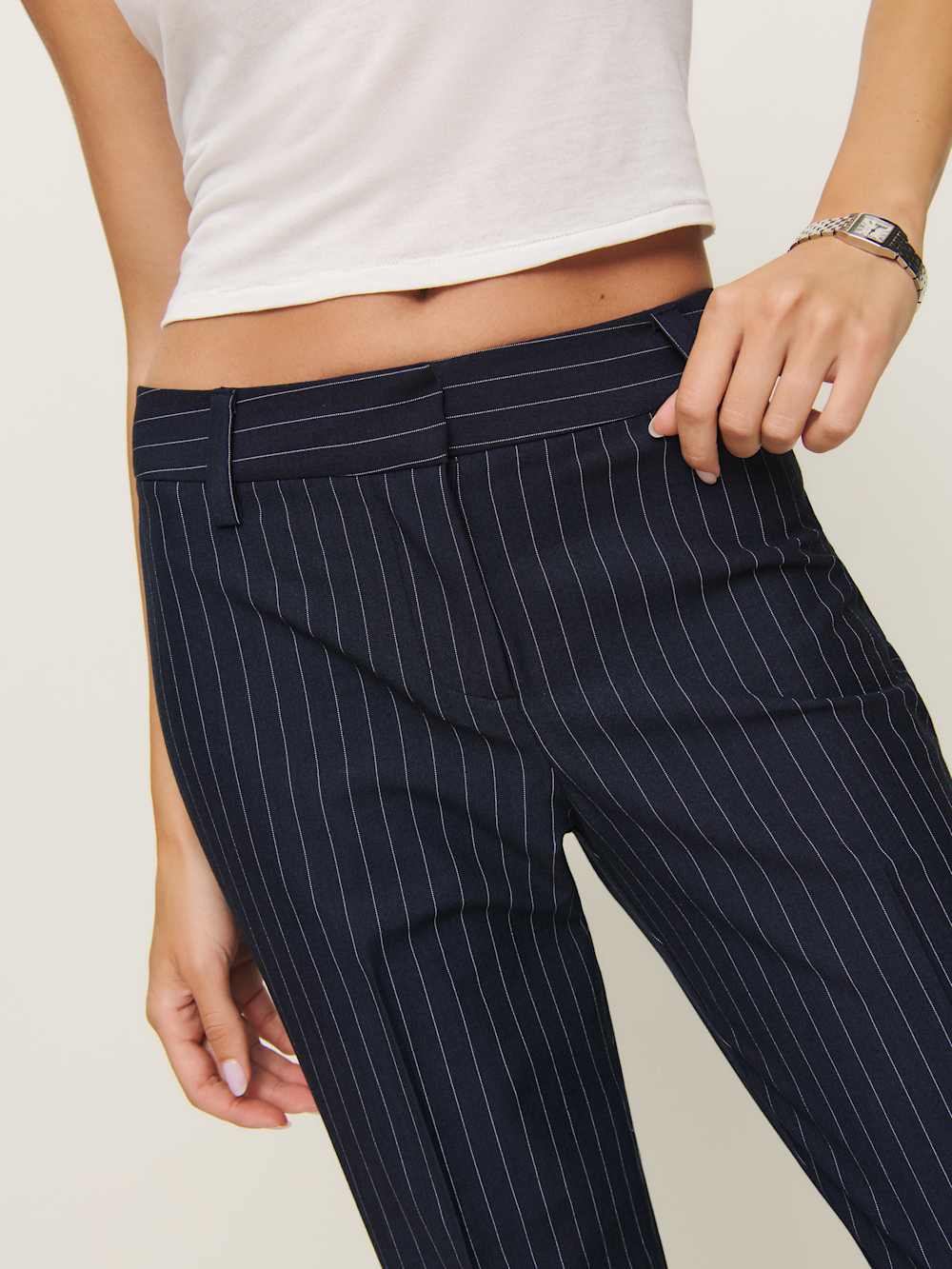Reformation Kelly Low Rise Pant - Midnight Stripe