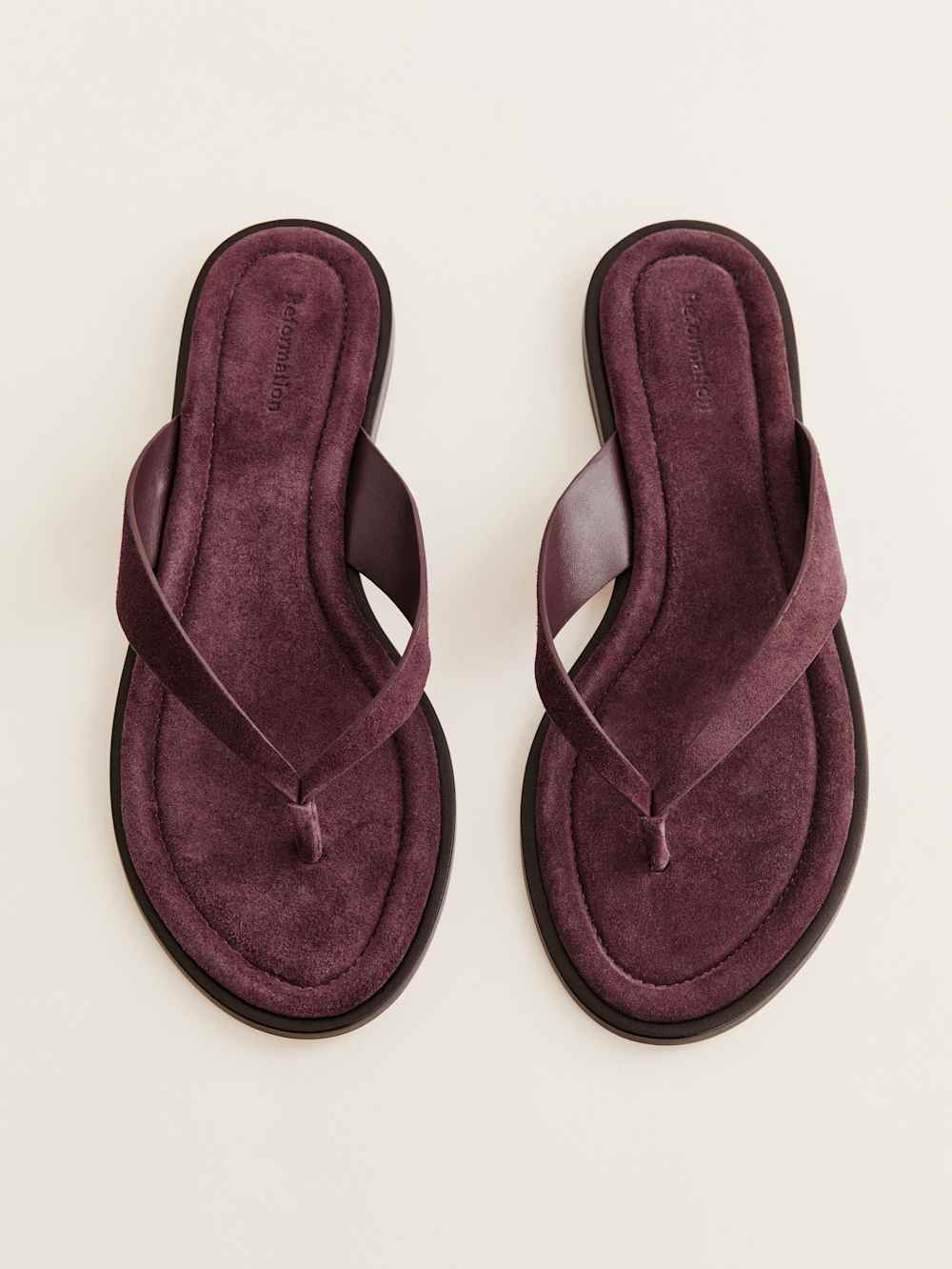 Reformation Jessie Thong Sandal - Ruby Suede