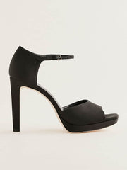 Reformation Gloria Heeled Platform Sandal - Black Satin