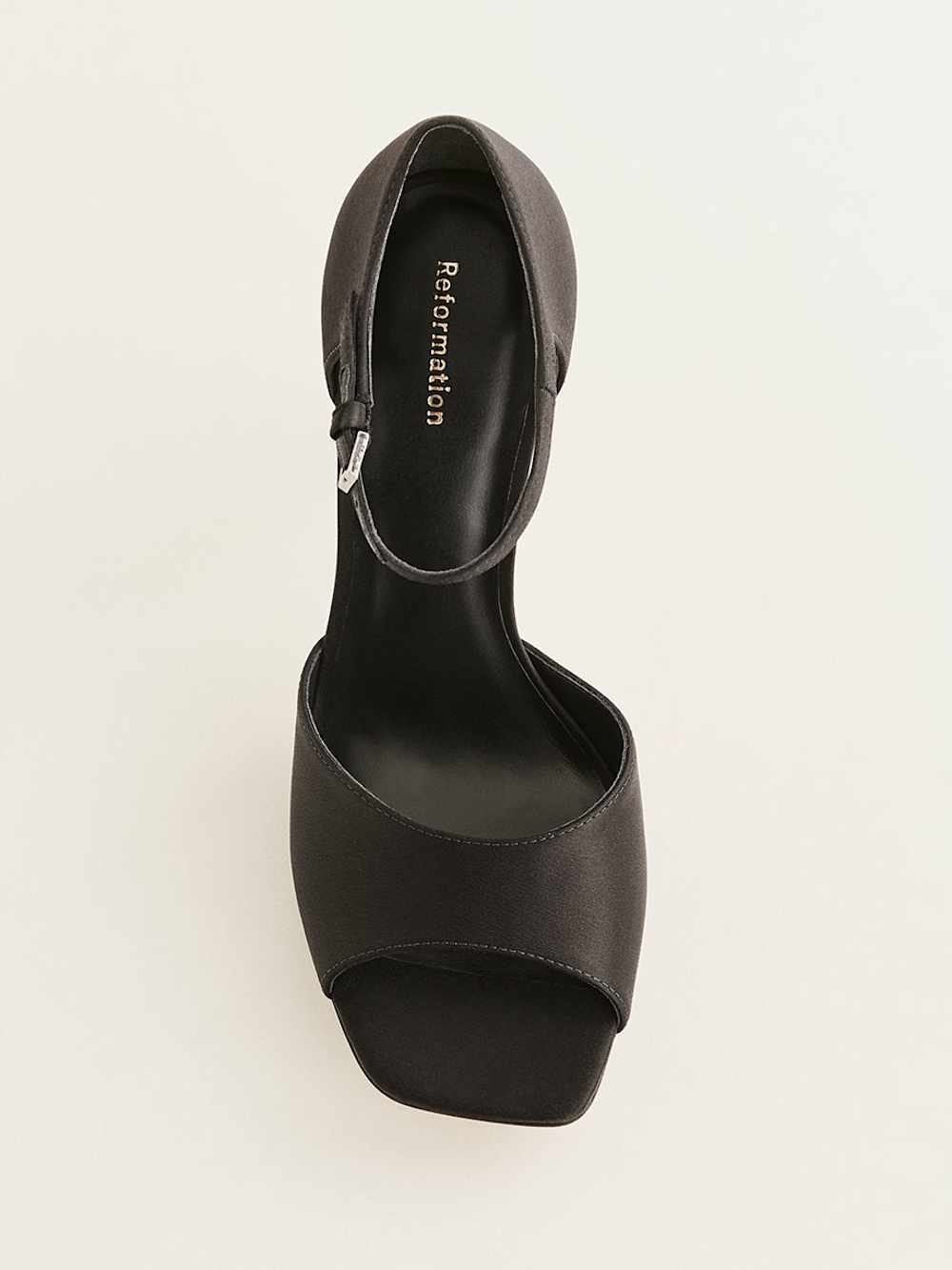 Reformation Gloria Heeled Platform Sandal - Black Satin