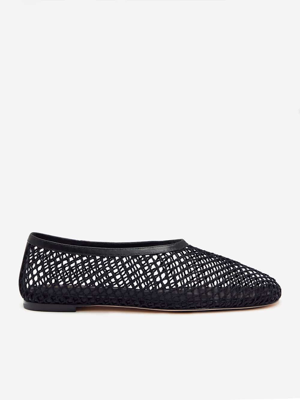 Reformation Britt Ballet Flat - Black Crochet