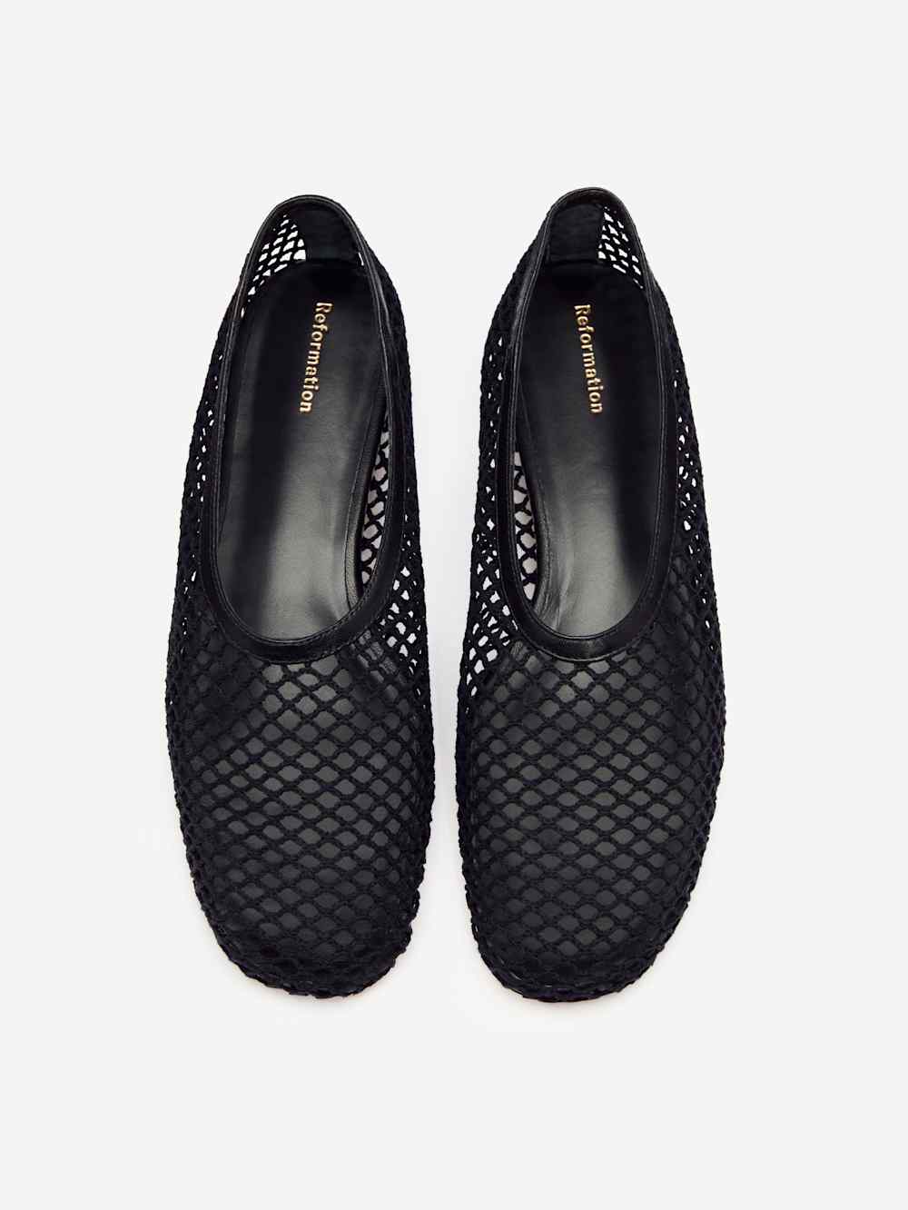 Reformation Britt Ballet Flat - Black Crochet