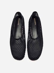 Reformation Britt Ballet Flat - Black Crochet