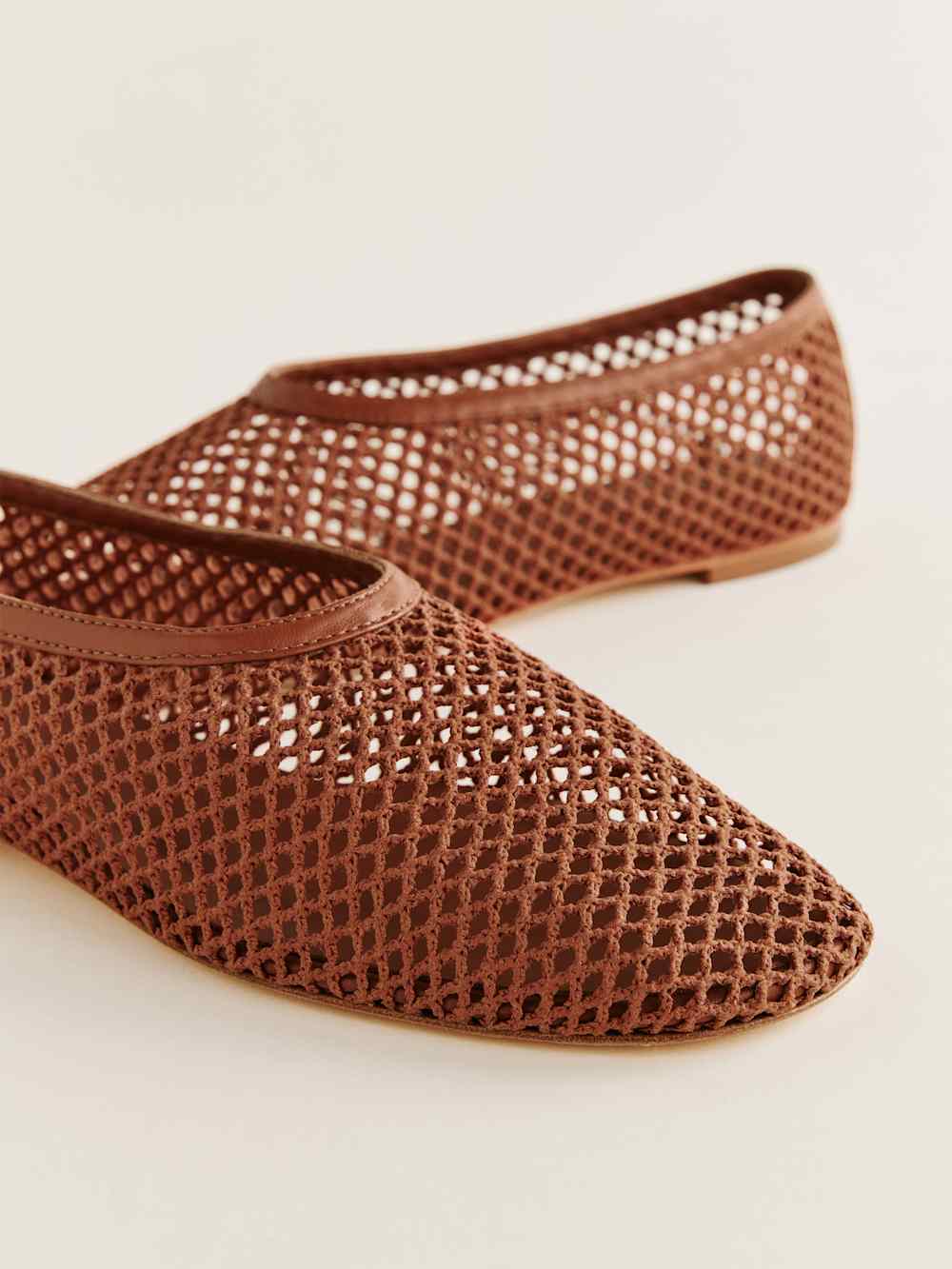 Reformation Britt Ballet Flat - Brown Crochet