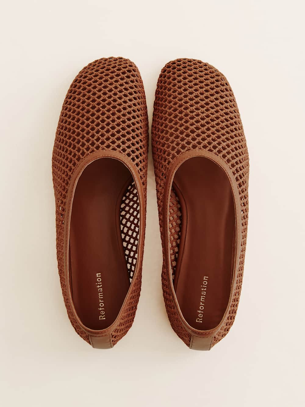 Reformation Britt Ballet Flat - Brown Crochet