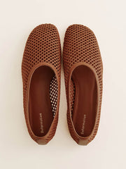 Reformation Britt Ballet Flat - Brown Crochet