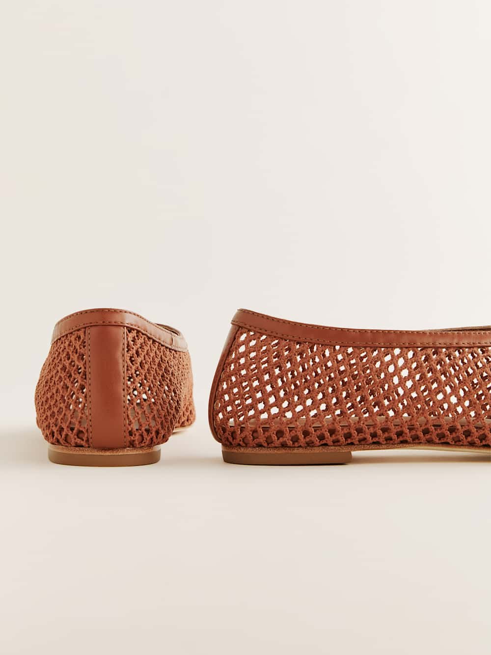 Reformation Britt Ballet Flat - Brown Crochet