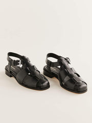 Reformation Freya Fisherman Sandal - Black Leather