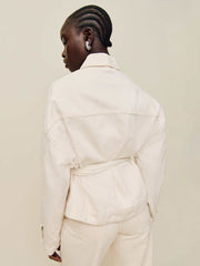 Reformation Luna Belted Denim Jacket - Fior Di Latte